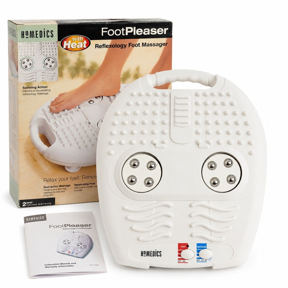HoMedics FootPleaser Reflexology Foot Massager White Excellent Heat Vibration